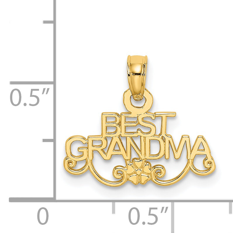 14k BEST GRANDMA with Flower Charm