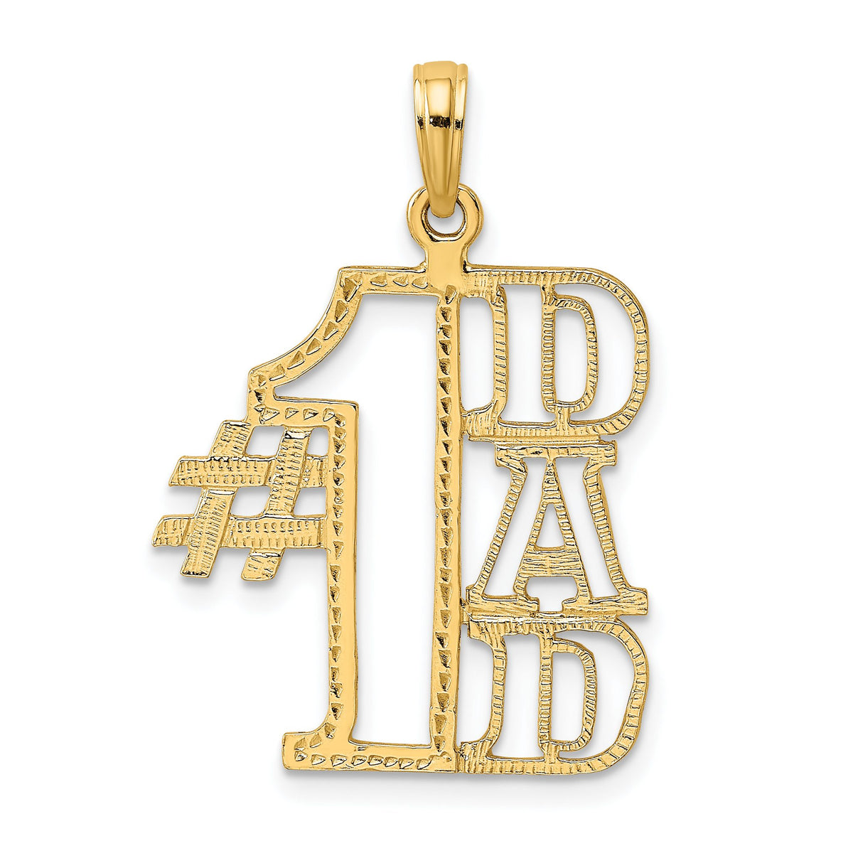 #1 Dad Cut-Out Charm in 14K Yellow Gold, 20x21mm - Sophia Jewelers Main image