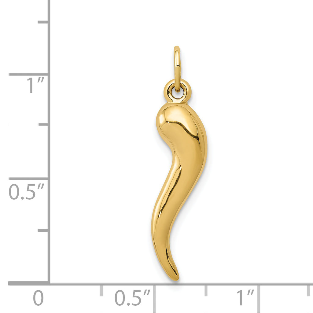 14k 3-D Italian Horn Charm - Sophia Jewelers
