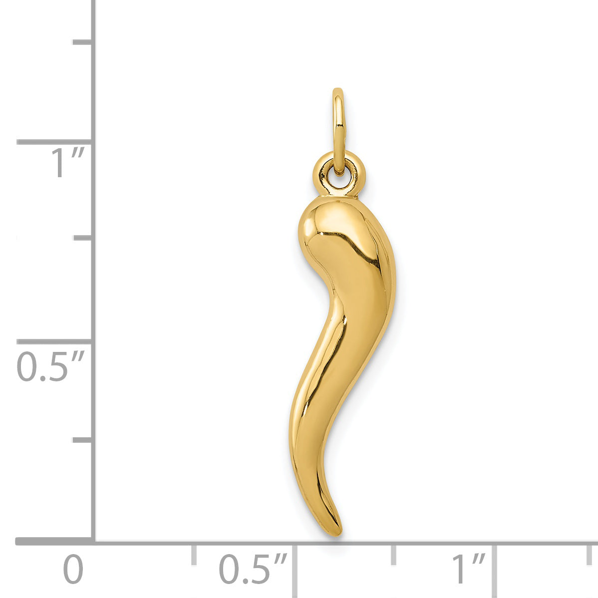 14k 3-D Italian Horn Charm - Sophia Jewelers