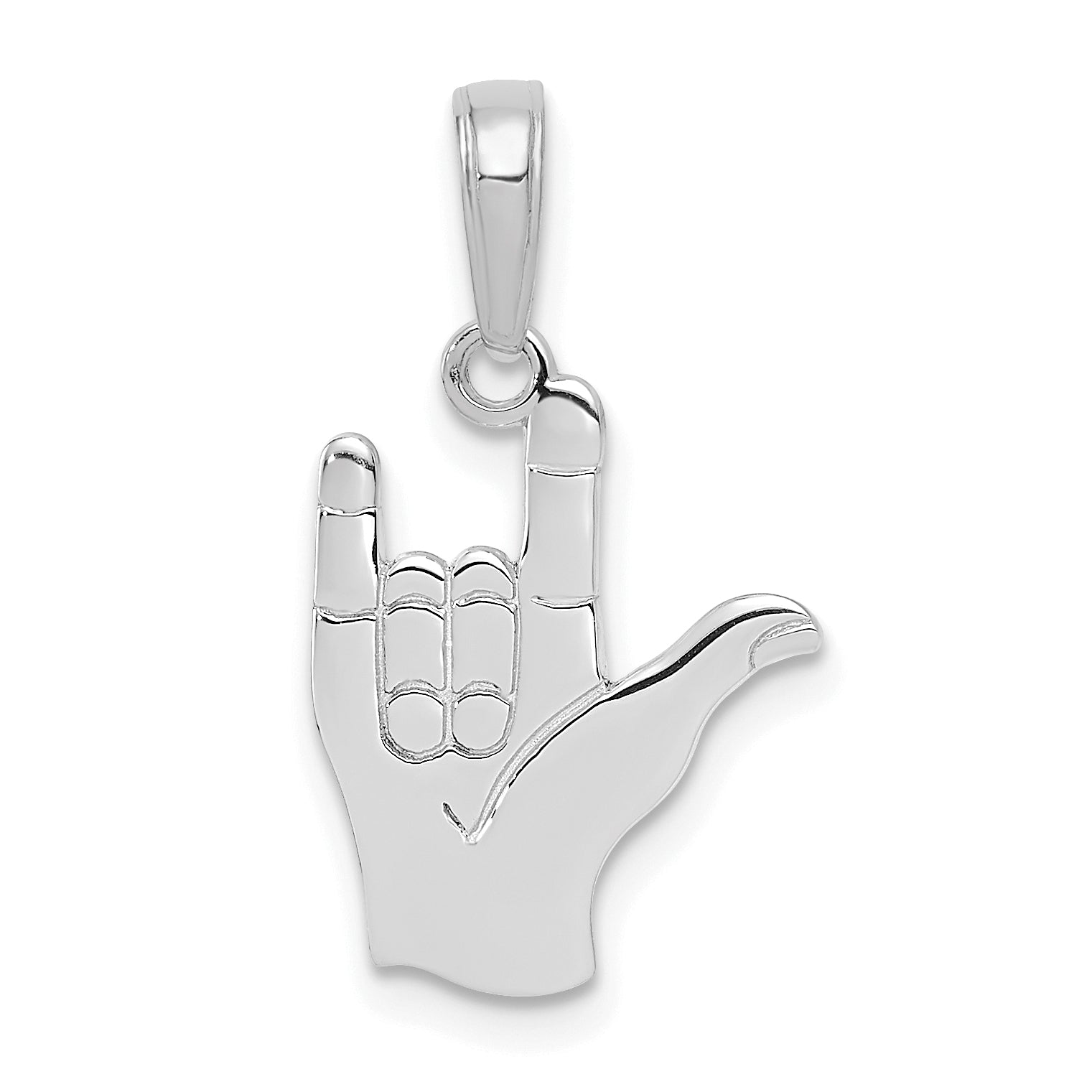 14K White Gold I Love You Hand/ Sign Language Pendant Main image