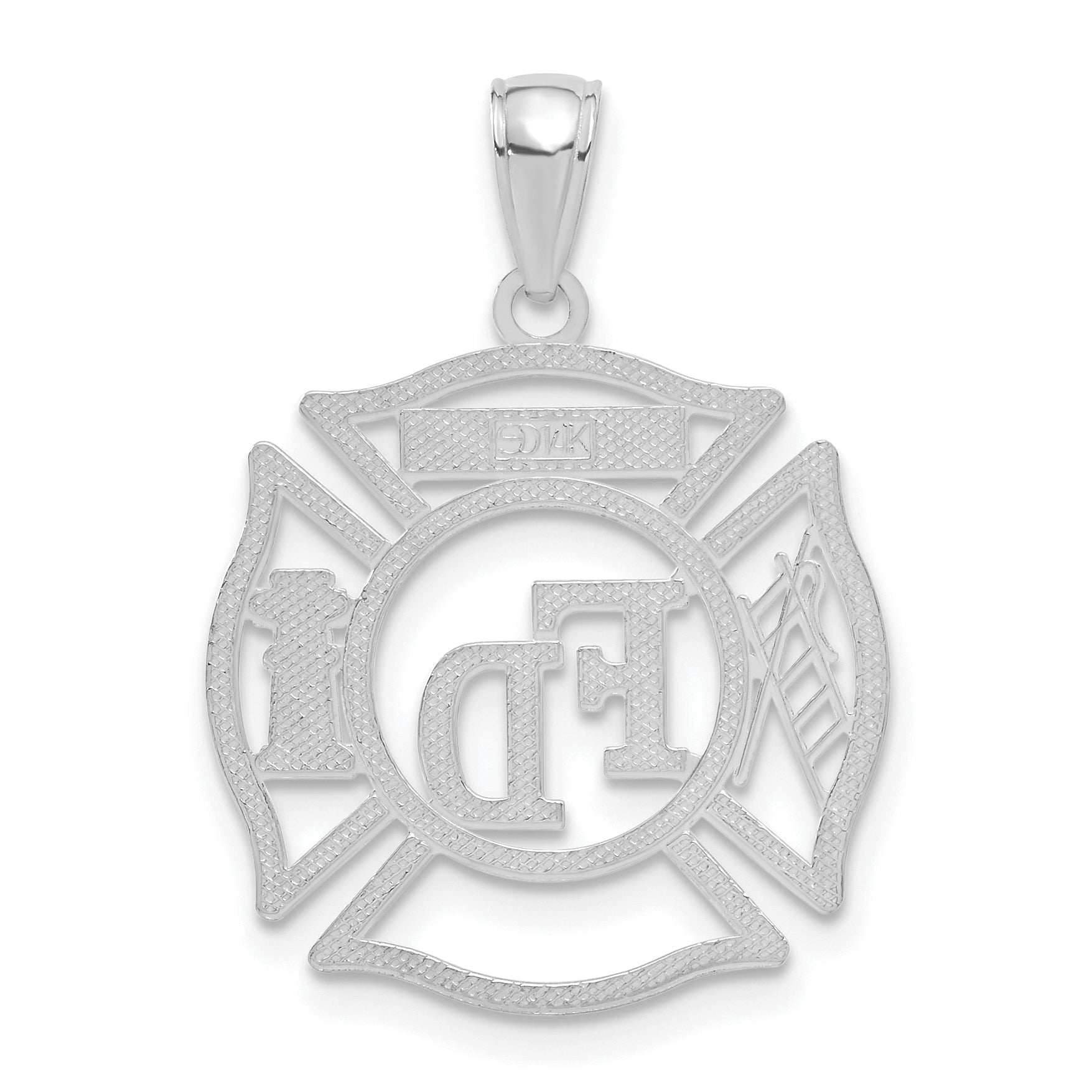 14k White Gold FD MEMBER in Shield Pendant