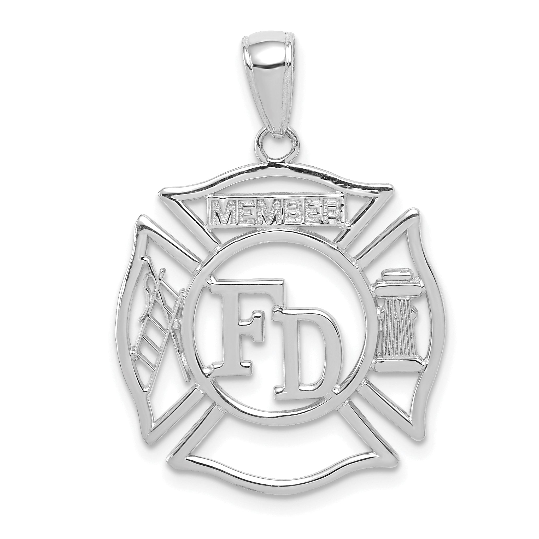 14k White Gold FD MEMBER in Shield Pendant Main image