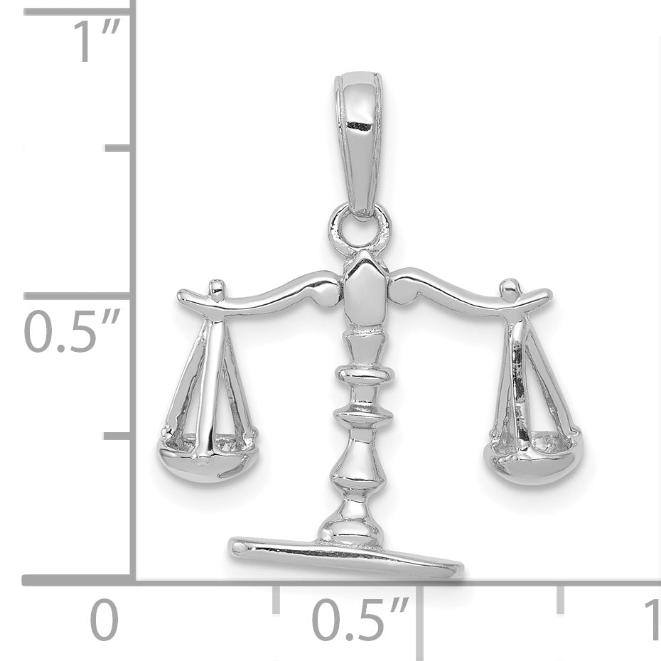 14k White Gold 3-D Moveable Scales of Justice Pendant