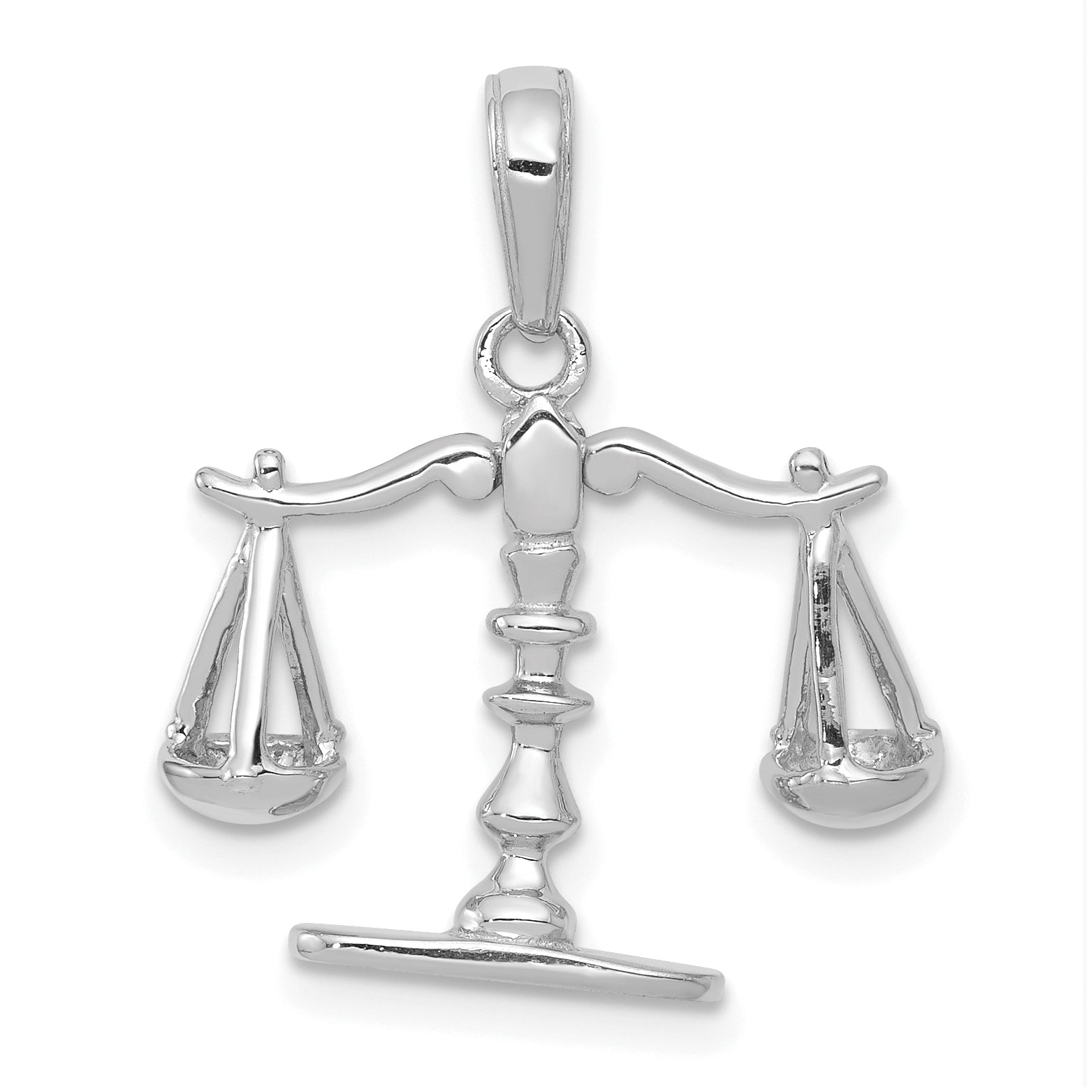 14k White Gold 3-D Moveable Scales of Justice Pendant Main image