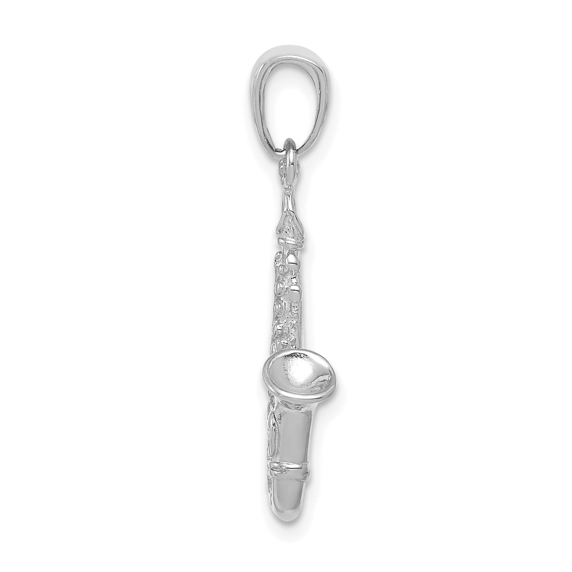 14K White Gold 3-D Saxophone Pendant Secondary image