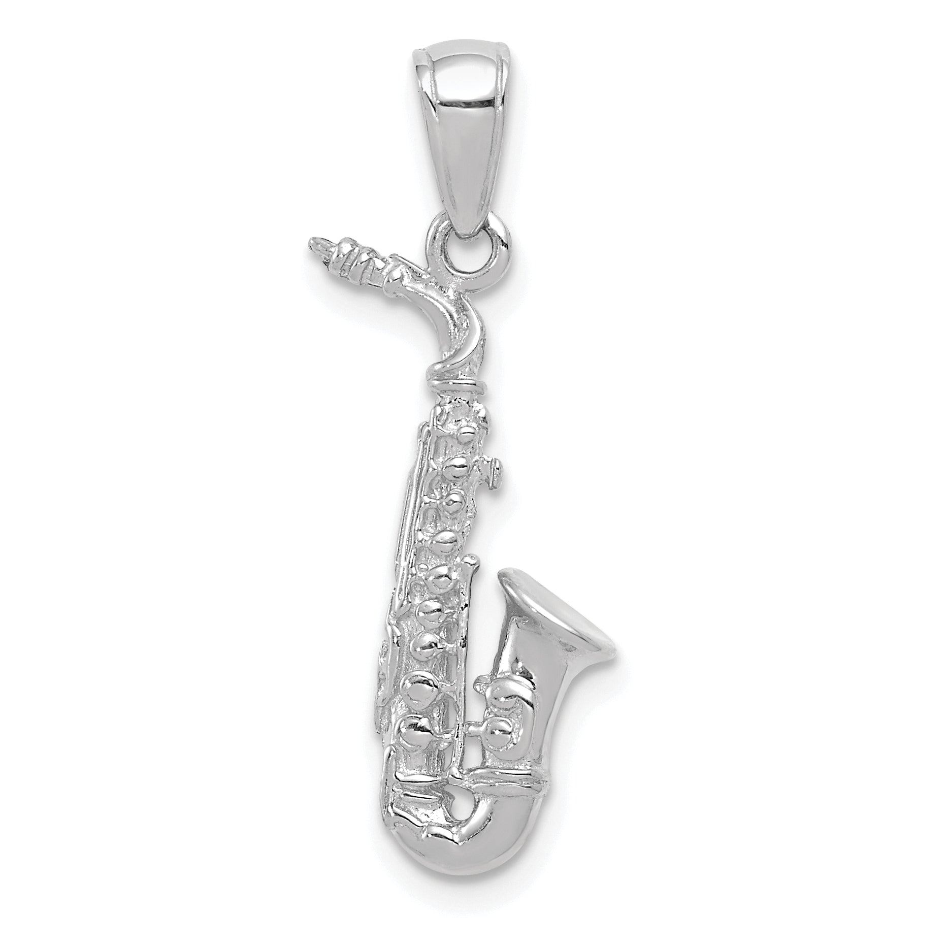 14K White Gold 3-D Saxophone Pendant Main image