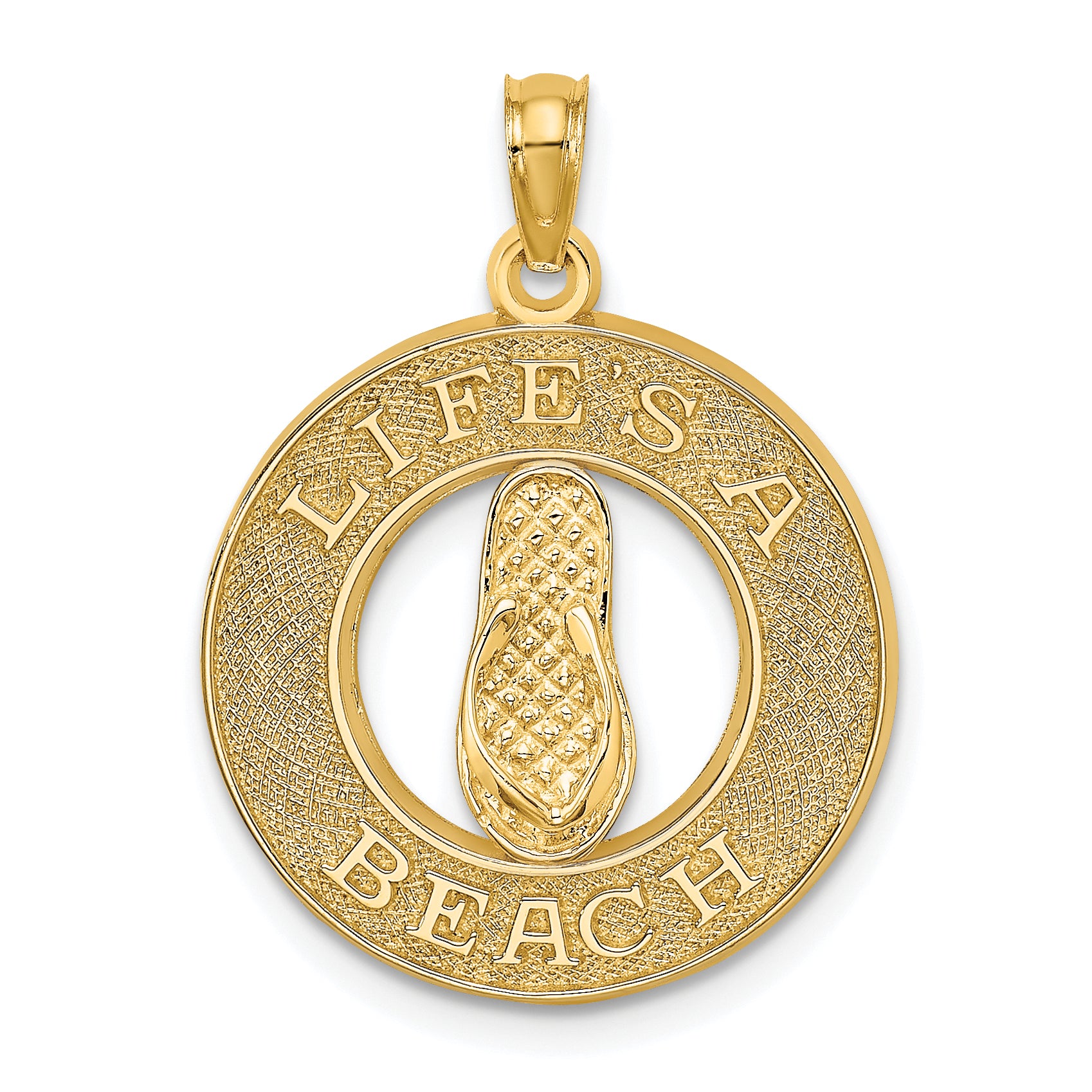 14K LIFES A BEACH Circle W/Flip-Flop Charm Main image
