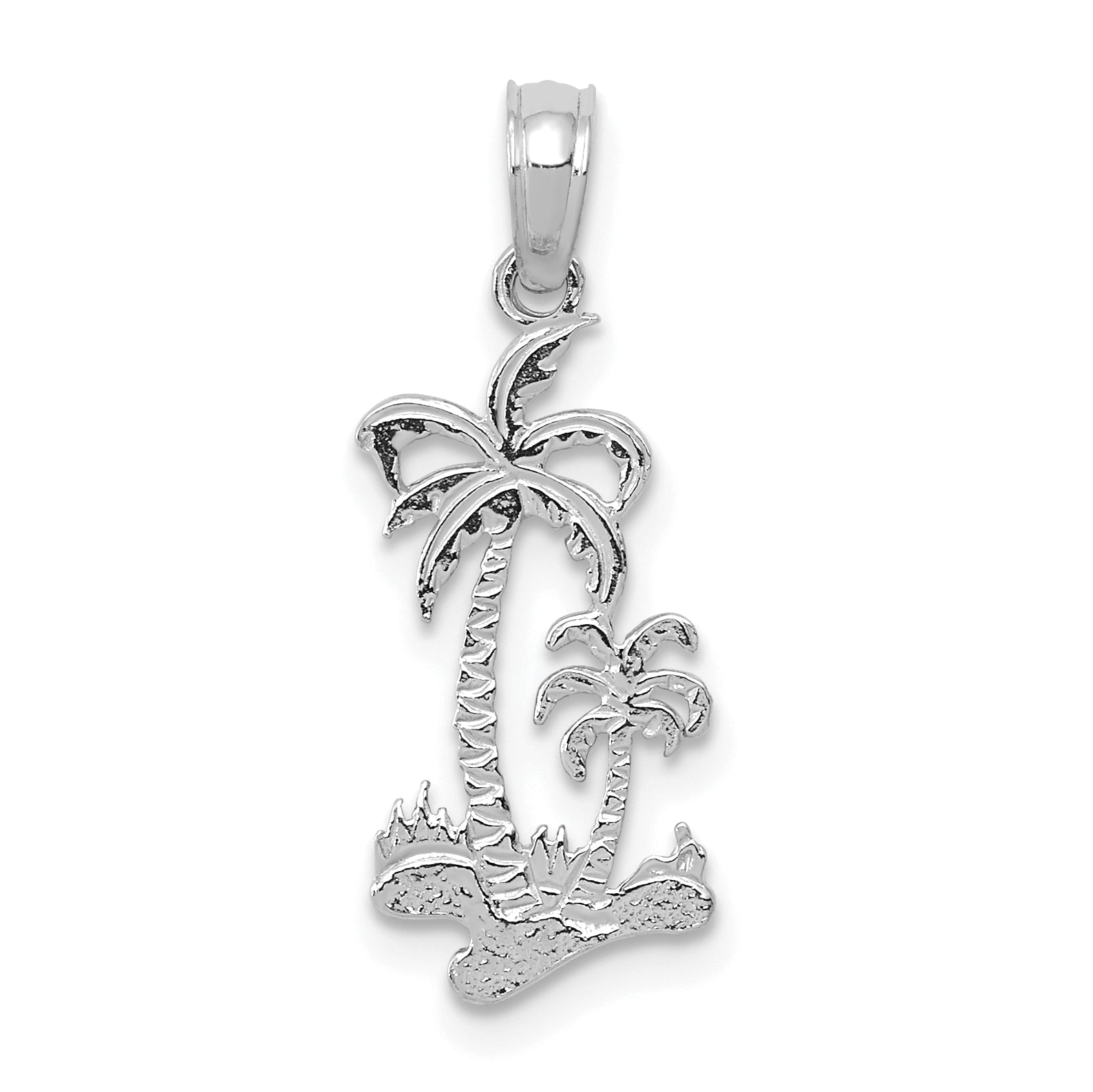 14k White Gold Double Palm Trees Pendant Main image