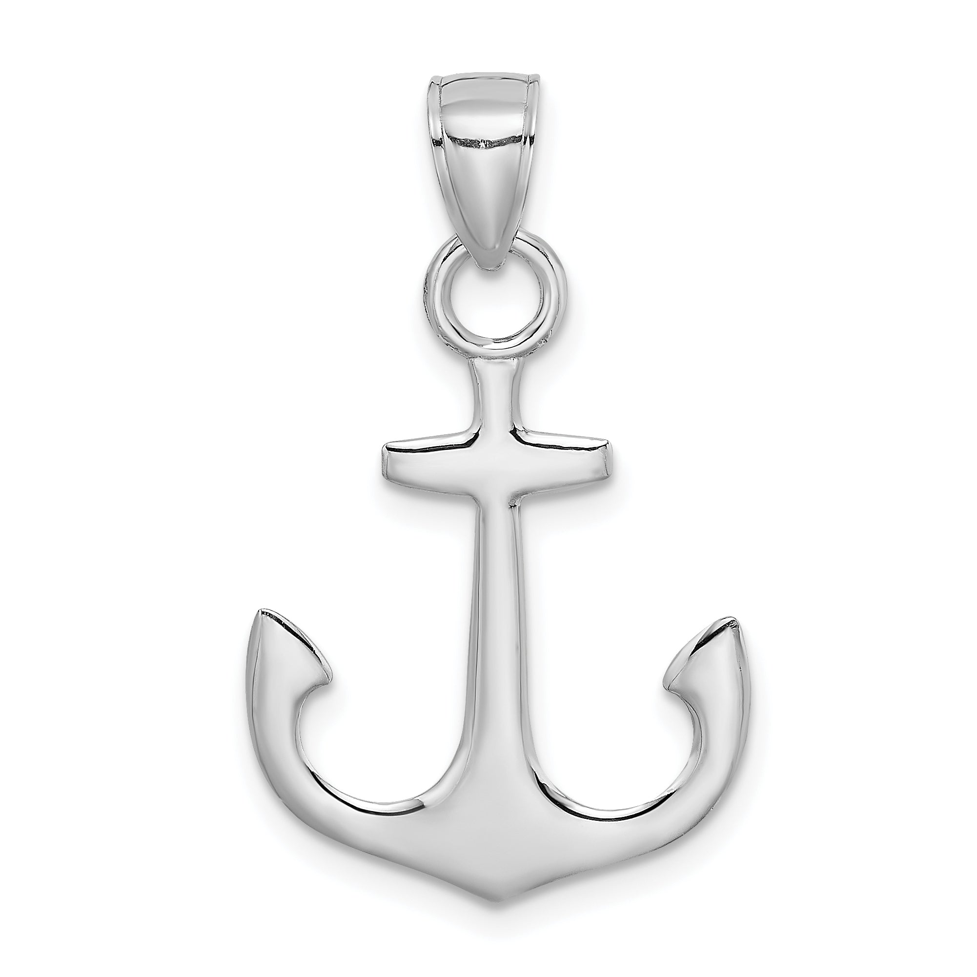 14K White Gold Polished 3-D Anchor Charm Main image