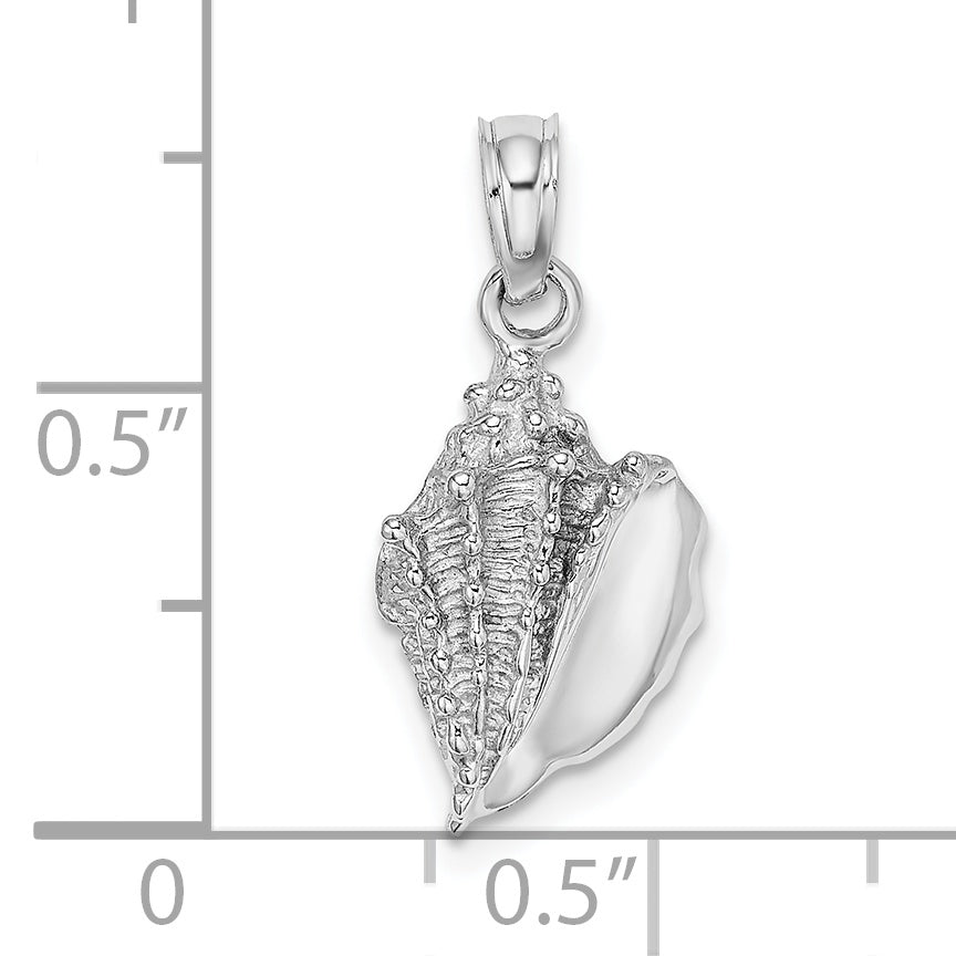 14K White Gold Polished Conch Shell Charm