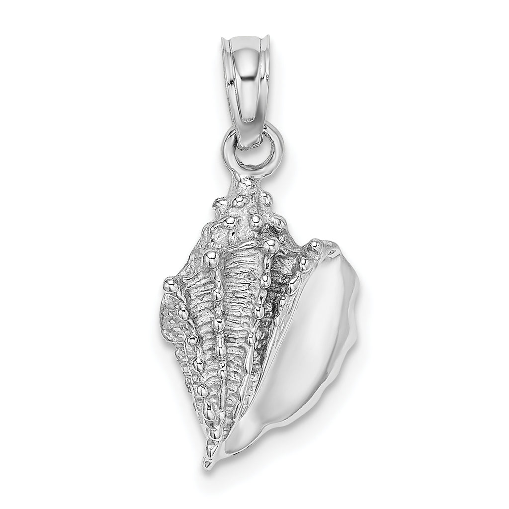 14K White Gold Polished Conch Shell Charm