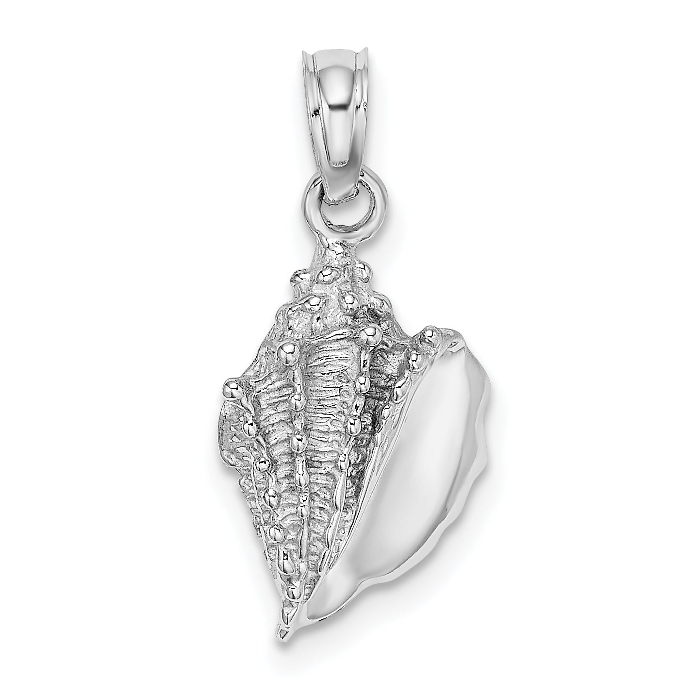 14K White Gold Polished Conch Shell Charm