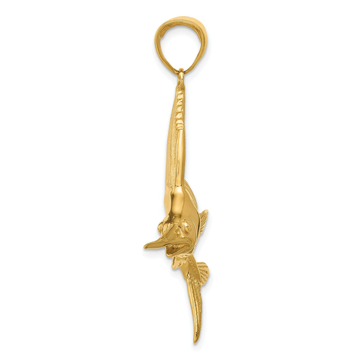 Large Sailfish Pendant in 14K Yellow Gold, 45mm Textured - Sophia Jewelers