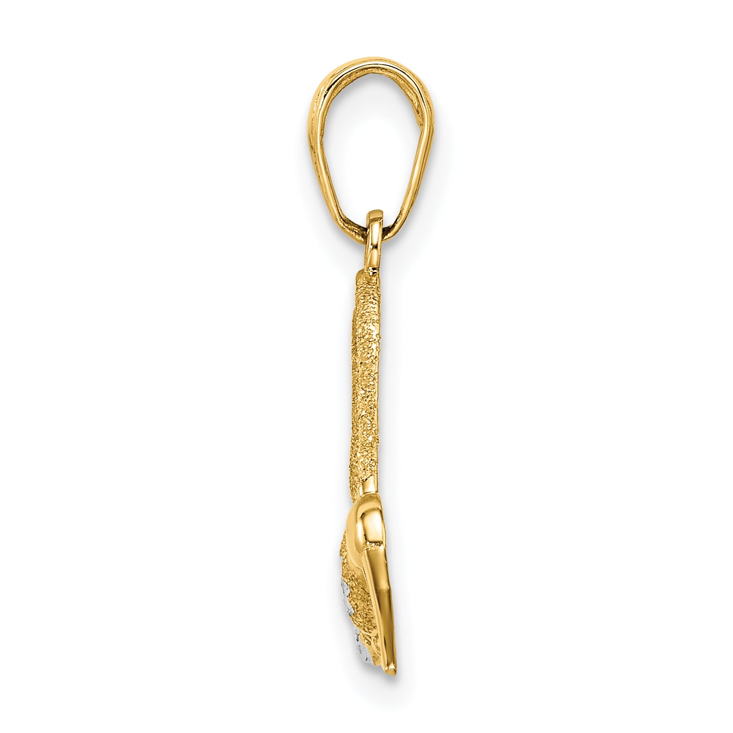 14k w/Rhodium Diamond-cut Humming Bird Pendant Secondary image