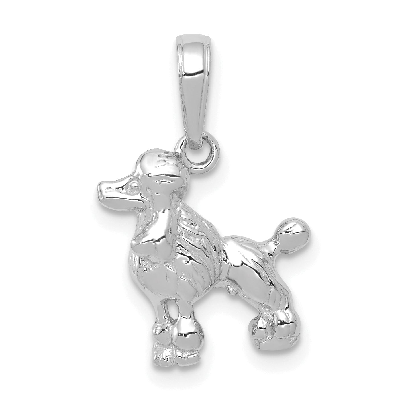 14K White Gold Poodle Dog Pendant Main image