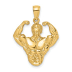 14k 3-D Bodybuilder Waist Up Pendant