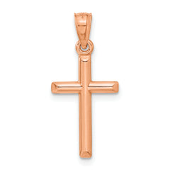 14k Rose Gold Polished Hollow Cross Pendant