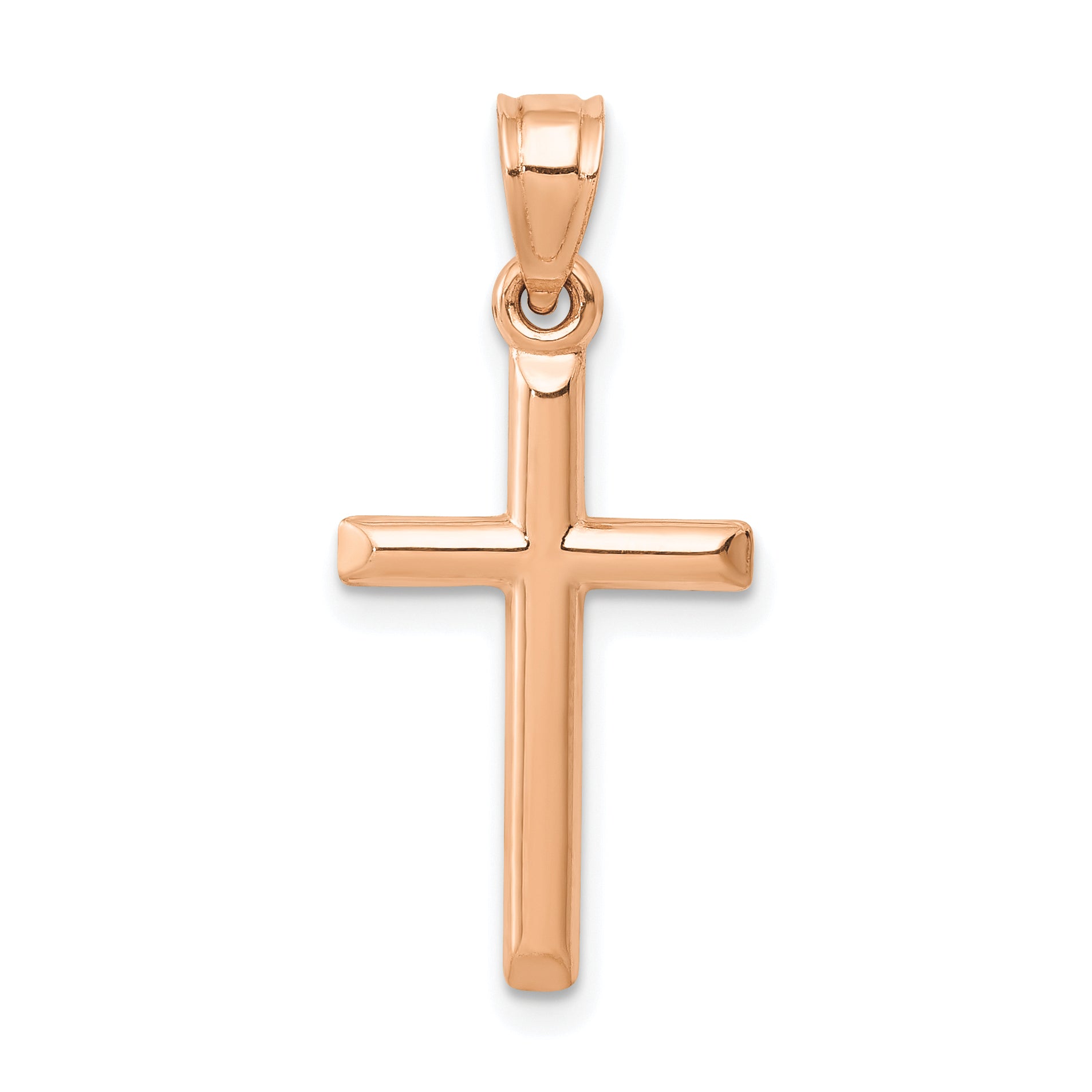 14k Rose Gold Polished Hollow Cross Pendant Main image