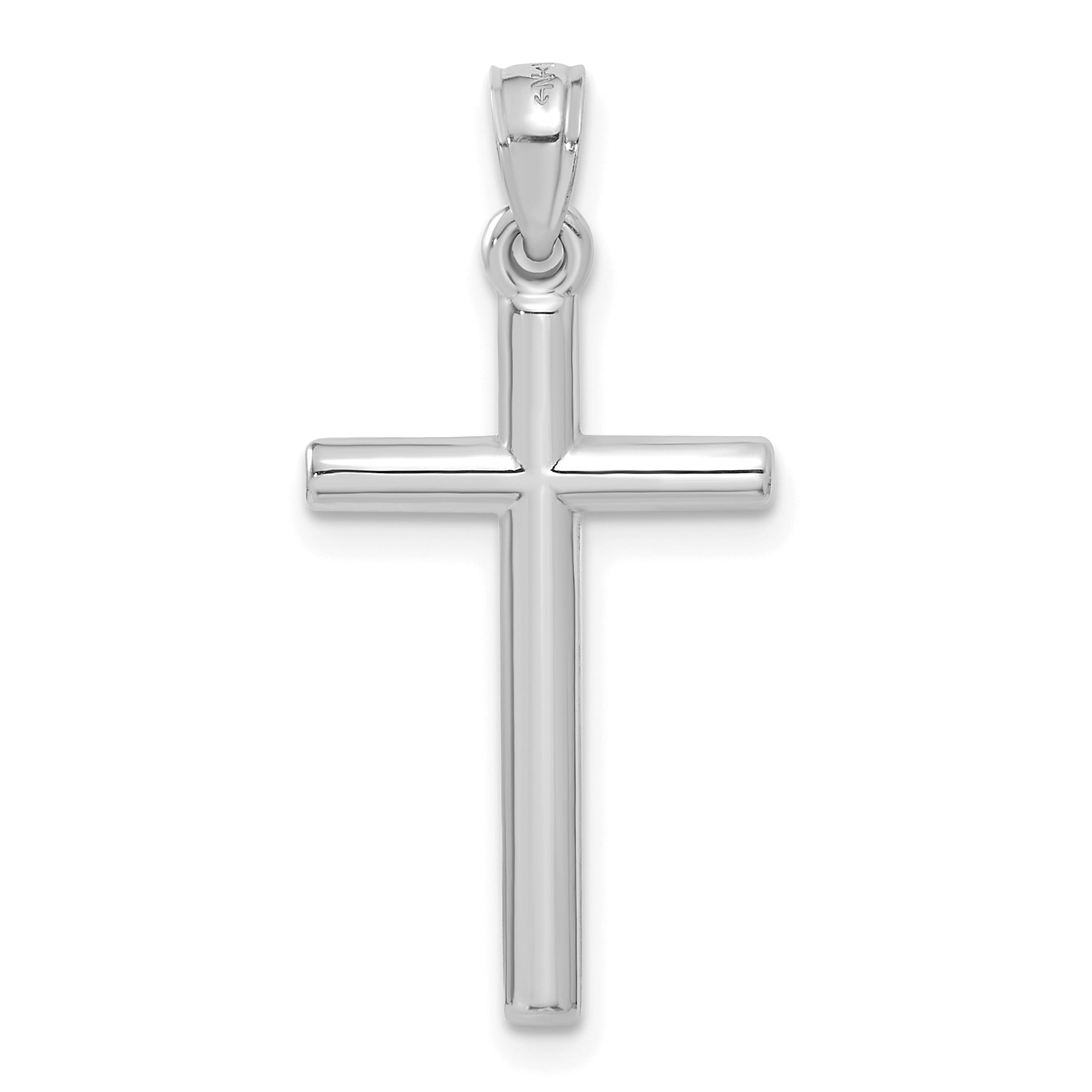 14k White Gold Polished Hollow Cross Pendant