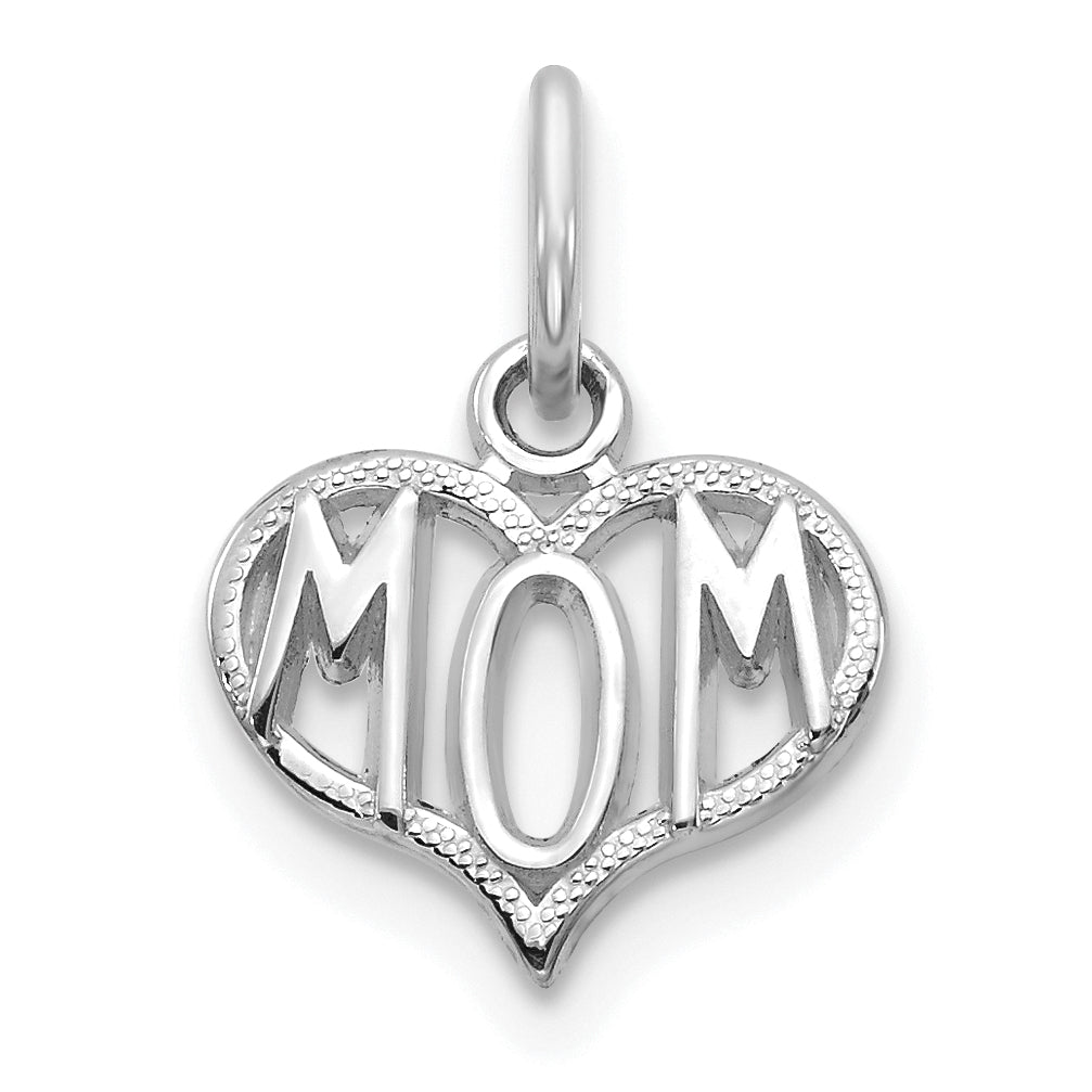 14k White Gold MOM Heart Charm Main image