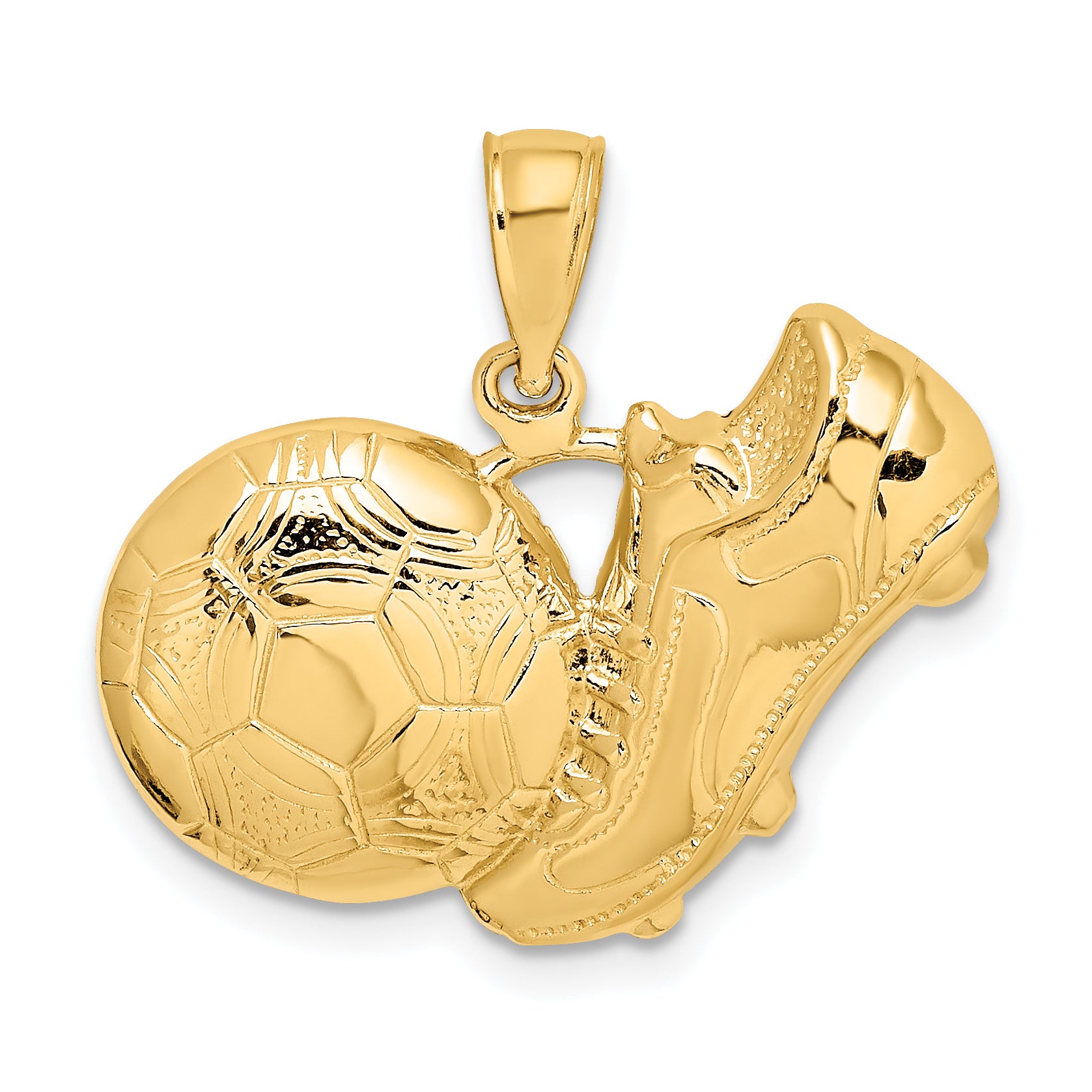 14k Soccer Shoe Kicking Ball Charm Main image