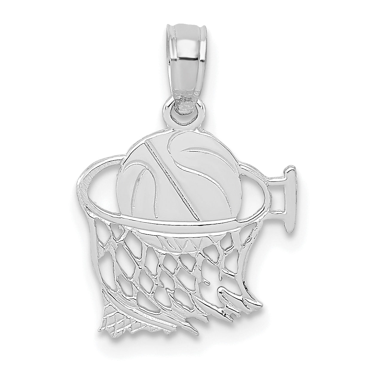 14K White Gold Basketball in Net Pendant Main image