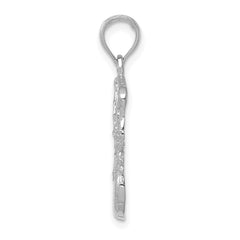 14K White Gold Swoosh Basketball and Net Pendant