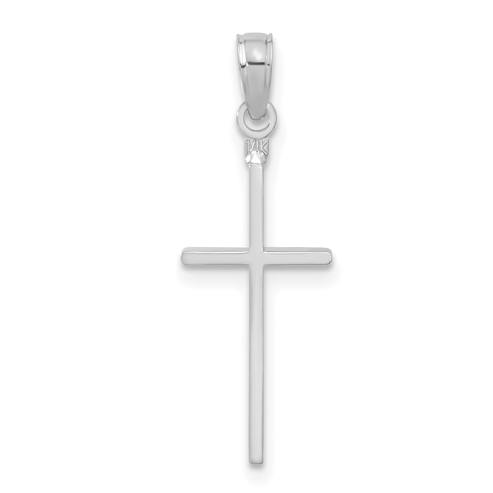 14K White Gold Polished Cross Pendant