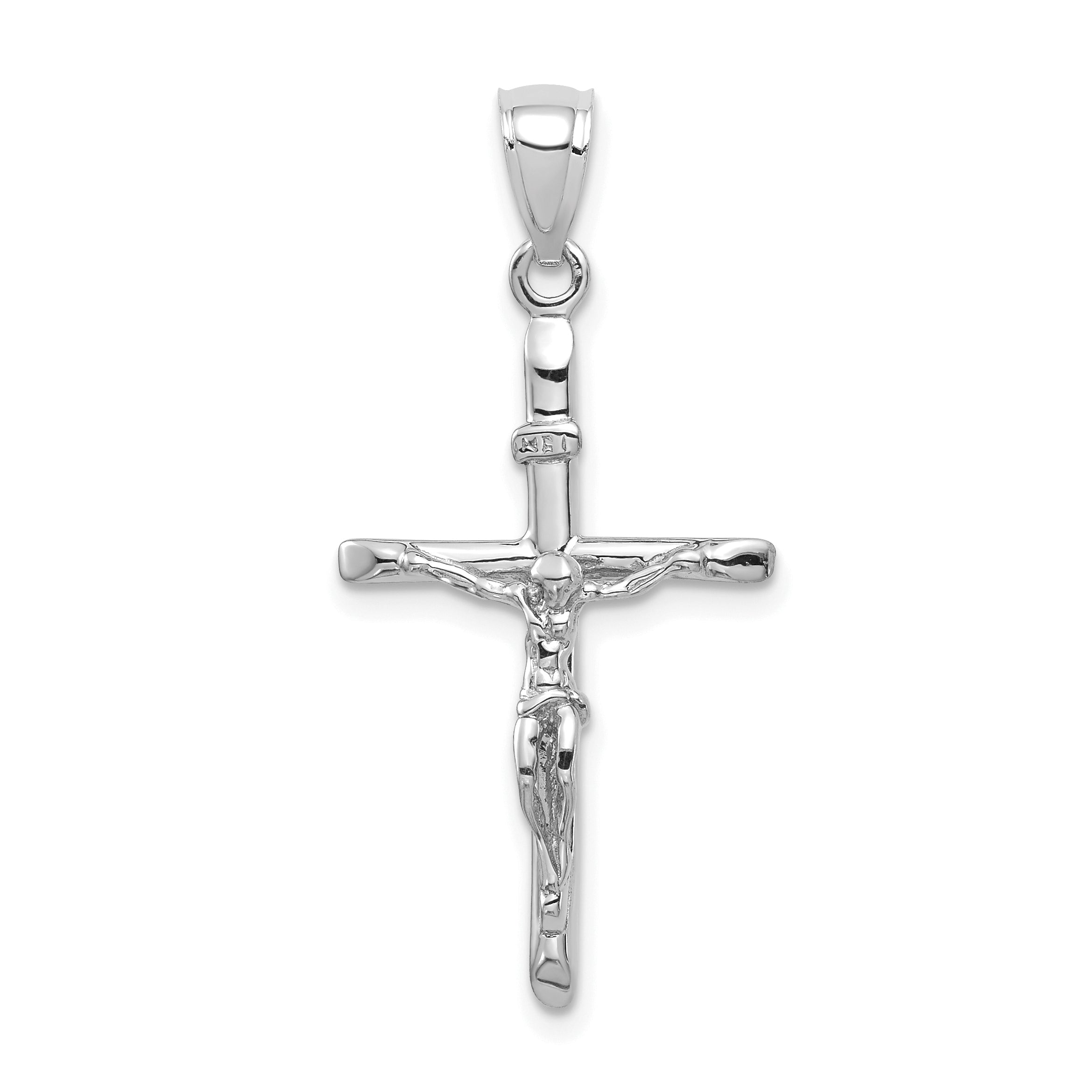 14K White Gold INRI Crucifix Pendant Main image