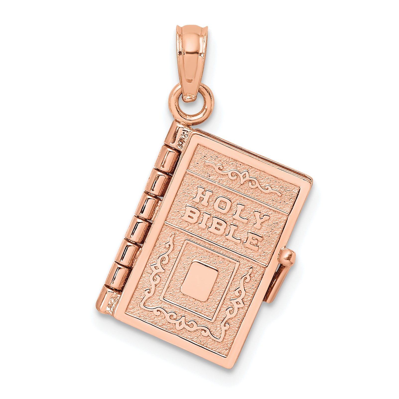 14k Rose Gold 3-D Holy Bible w/ Lord's Prayer Moveable Charm Main image