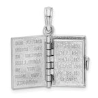 14k White Gold 3-D HOLY BIBLE with Lord's Prayer and Moveable Pages Pendant