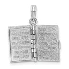 14k White Gold 3-D HOLY BIBLE with Lord's Prayer and Moveable Pages Pendant