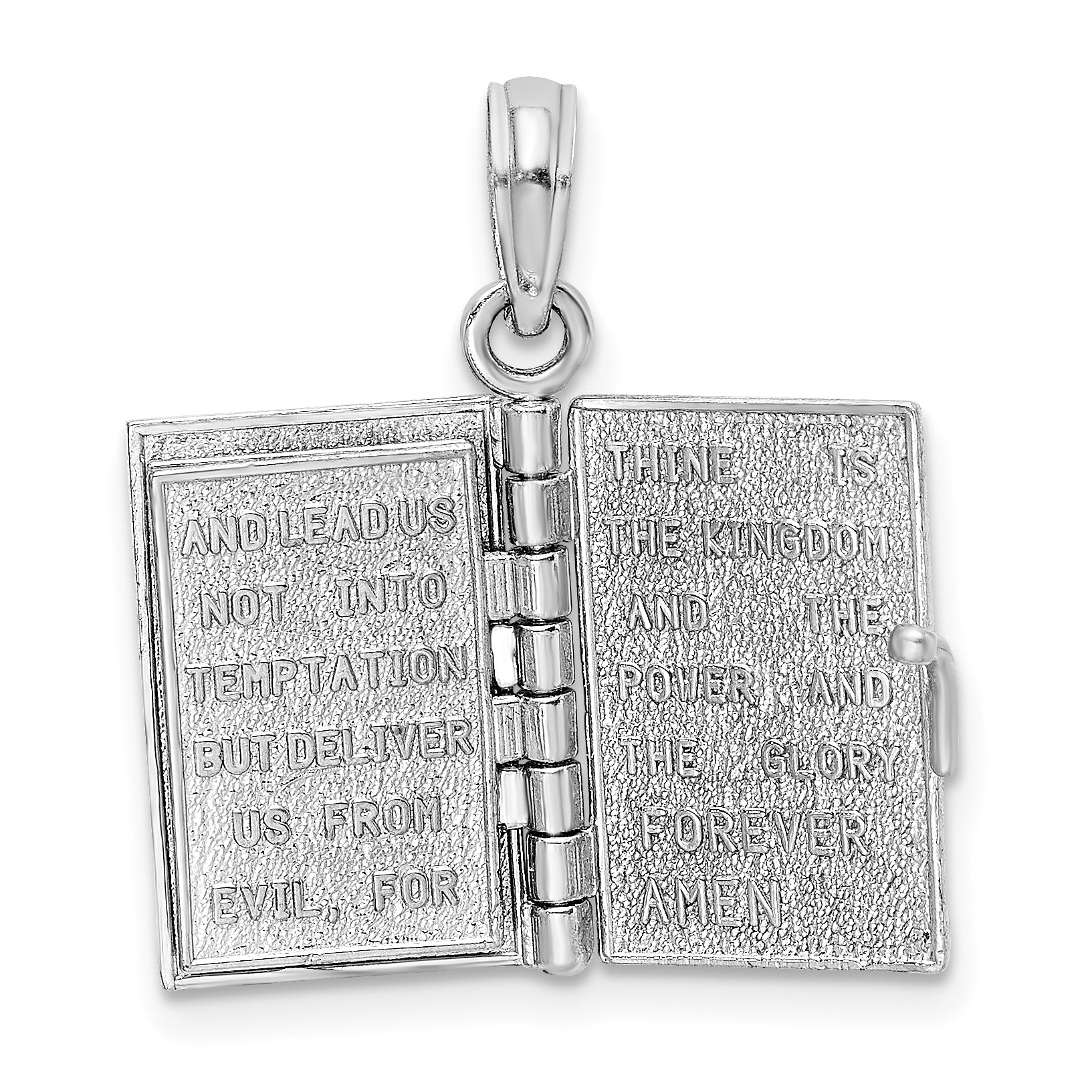 14k White Gold 3-D Holy Bible w/ Lord's Prayer Moveable Charm