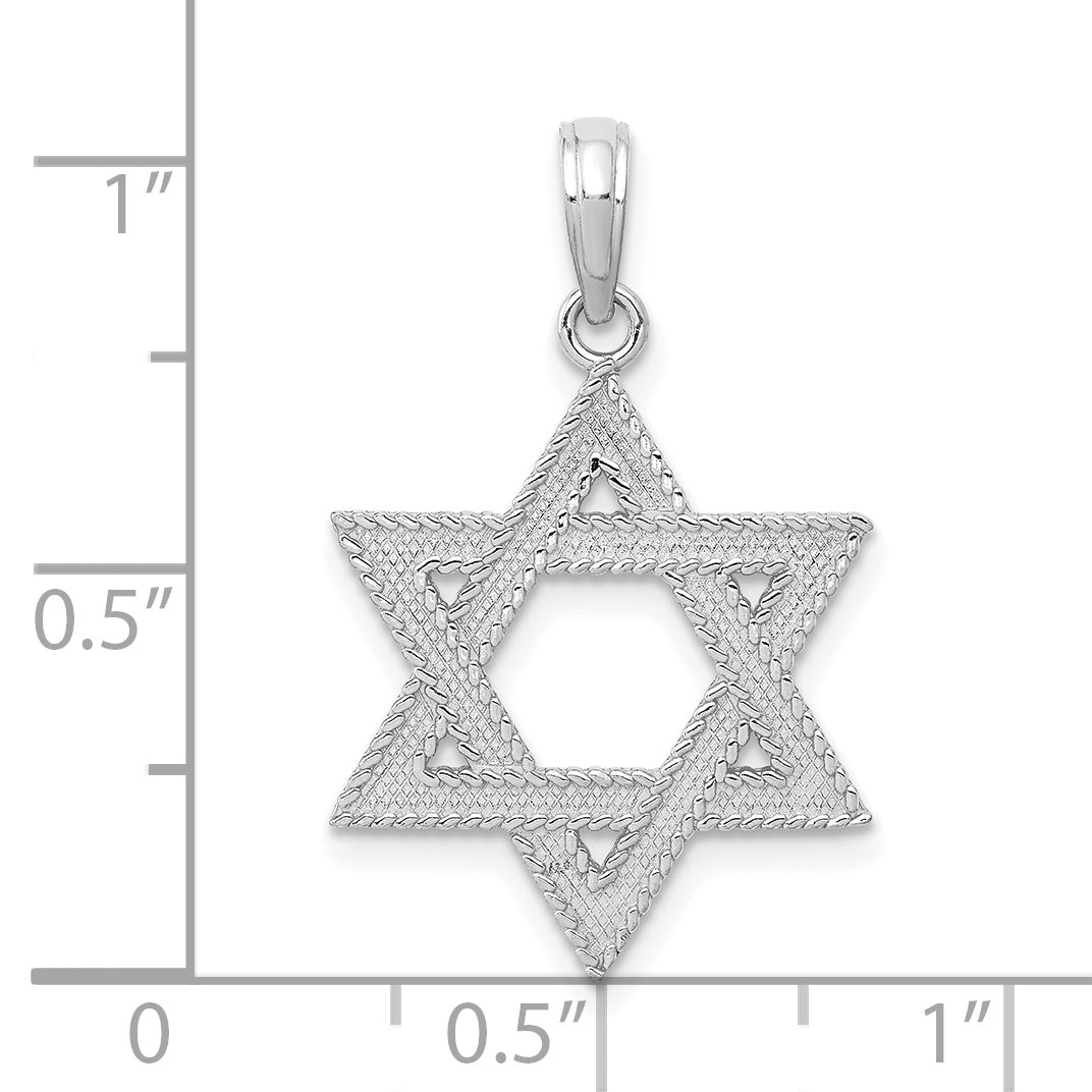 14K White Gold Textured Star Of David Charm Secondary image