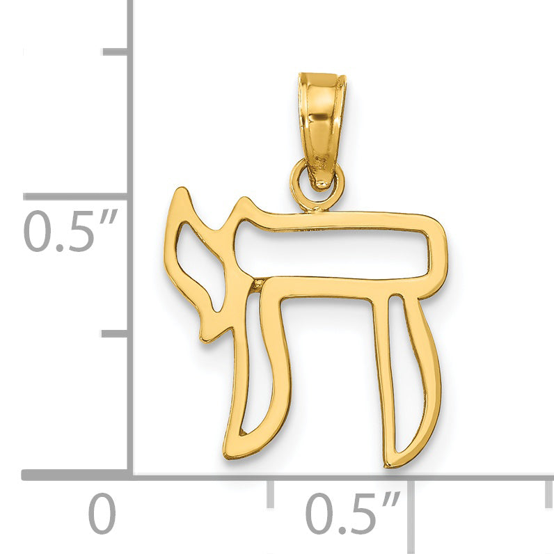 14K Gold Chai Cut-Out Pendant With Polished Finish Elegant Cast Design