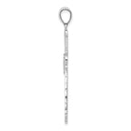 14K White Gold Diamond-cut Cross Pendant
