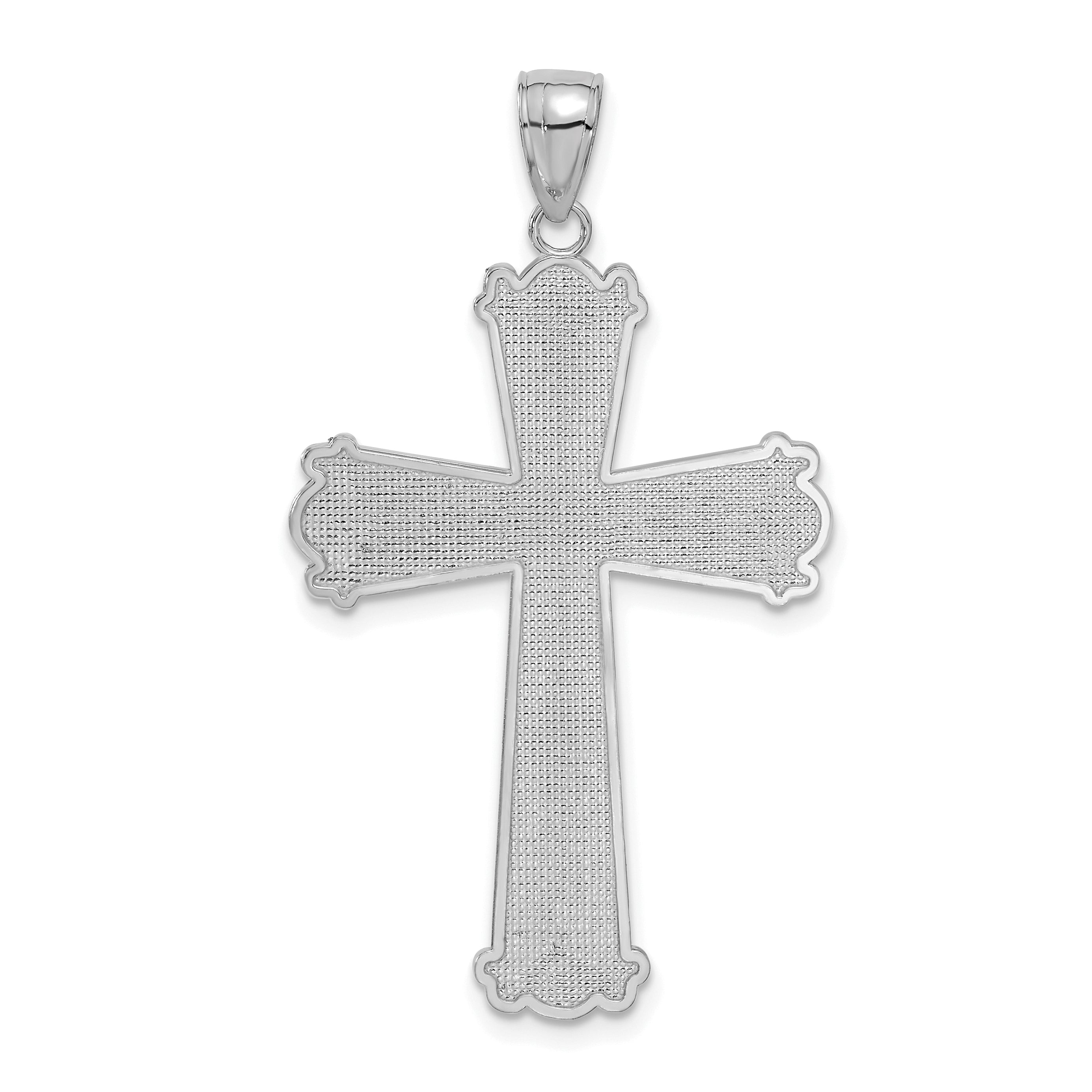 14K White Gold Diamond-cut Cross Pendant
