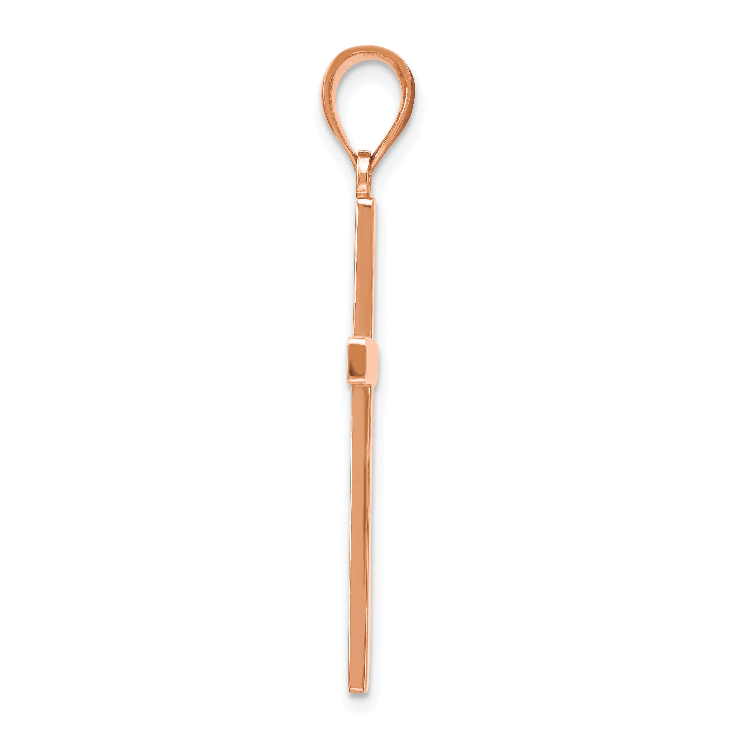 14K Rose Gold Stick Cross Pendant