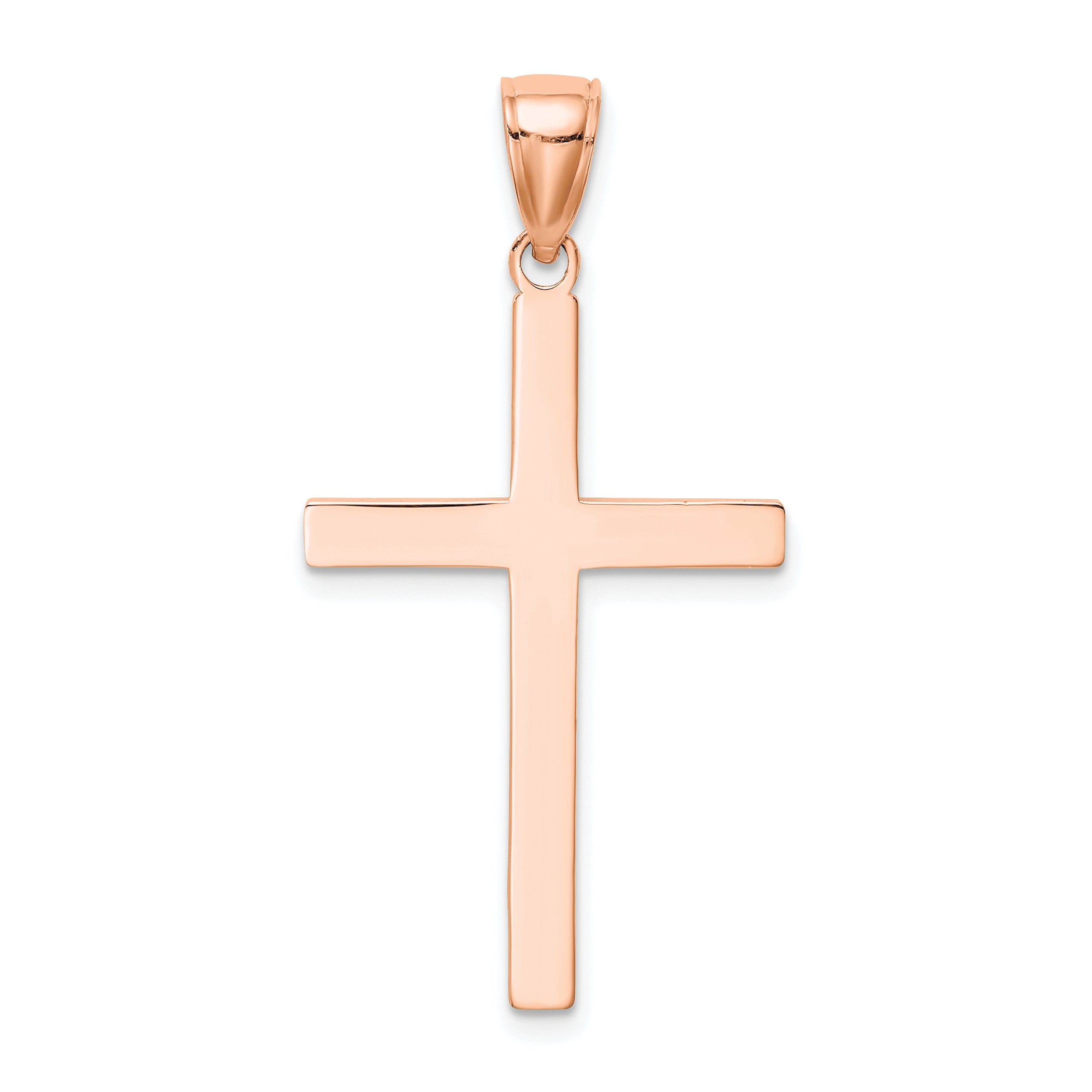 14K Rose Gold Stick Cross Pendant