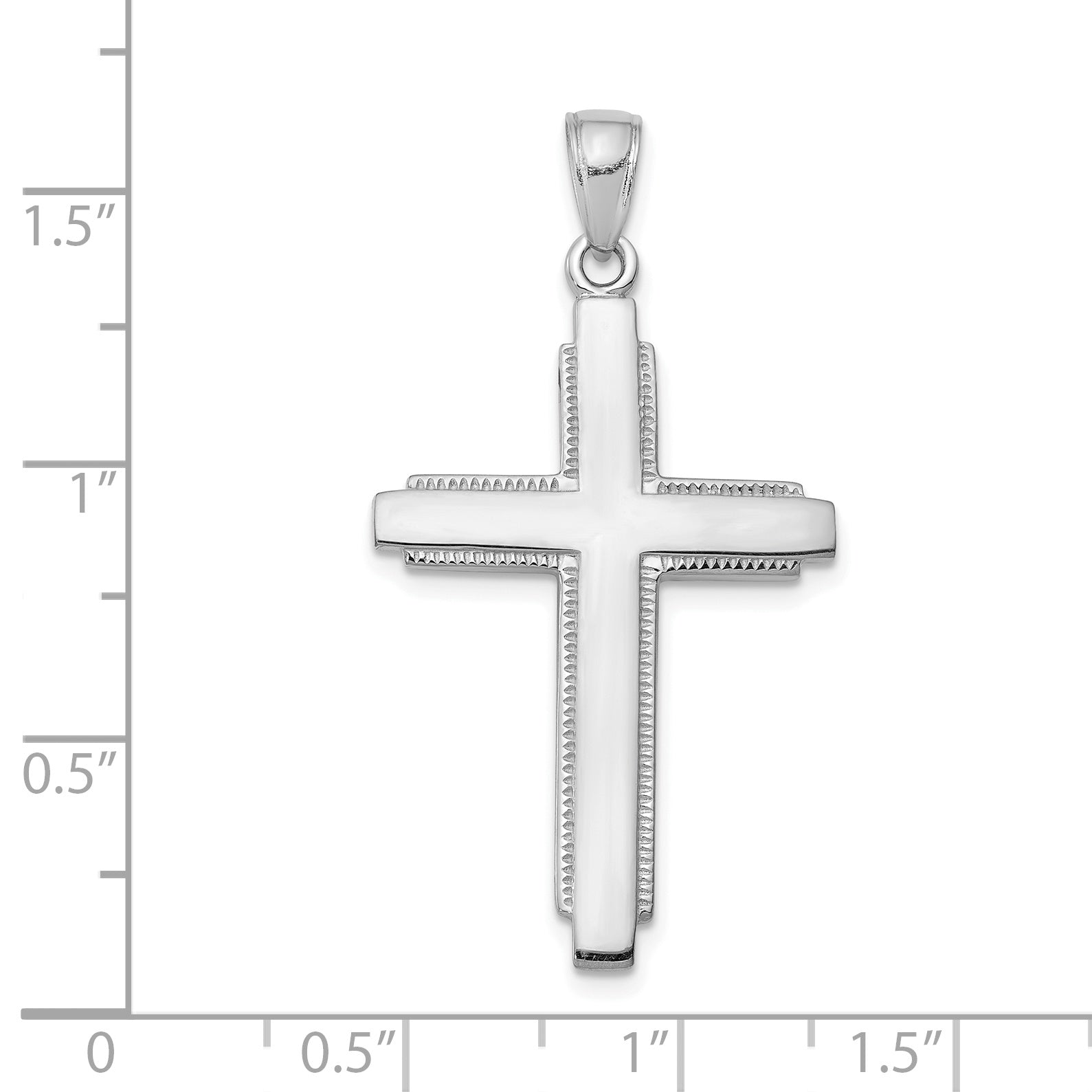 14K White Gold Solid Cross Pendant