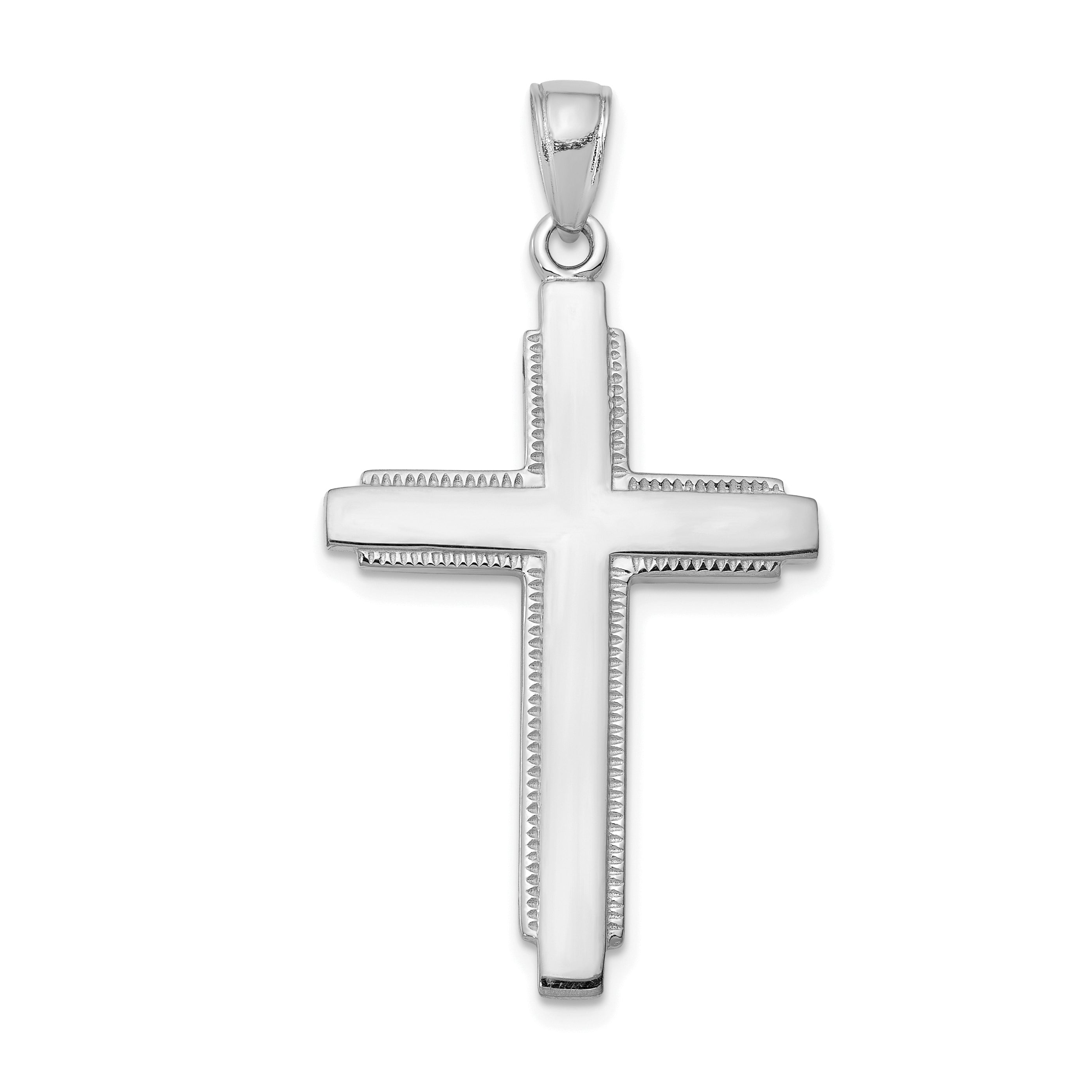 14K White Gold Solid Cross Pendant Main image