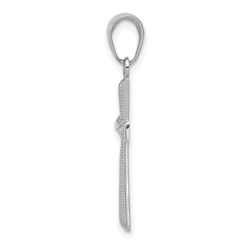 14K White Gold Diamond-cut X Cross Pendant
