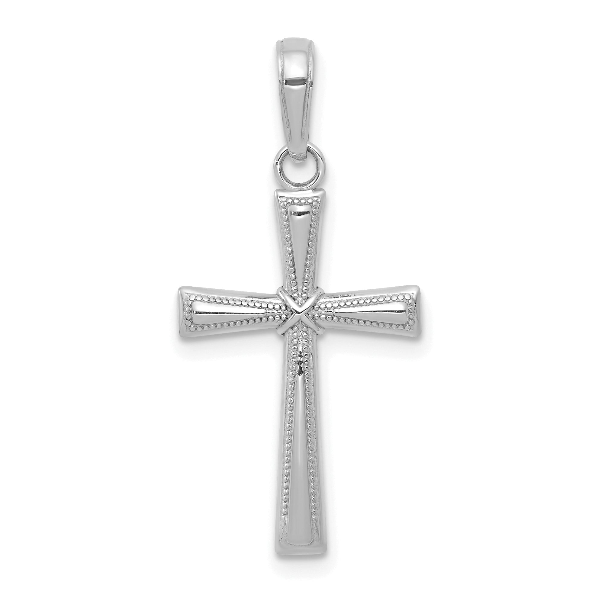 14K White Gold Diamond-cut X Cross Pendant Main image