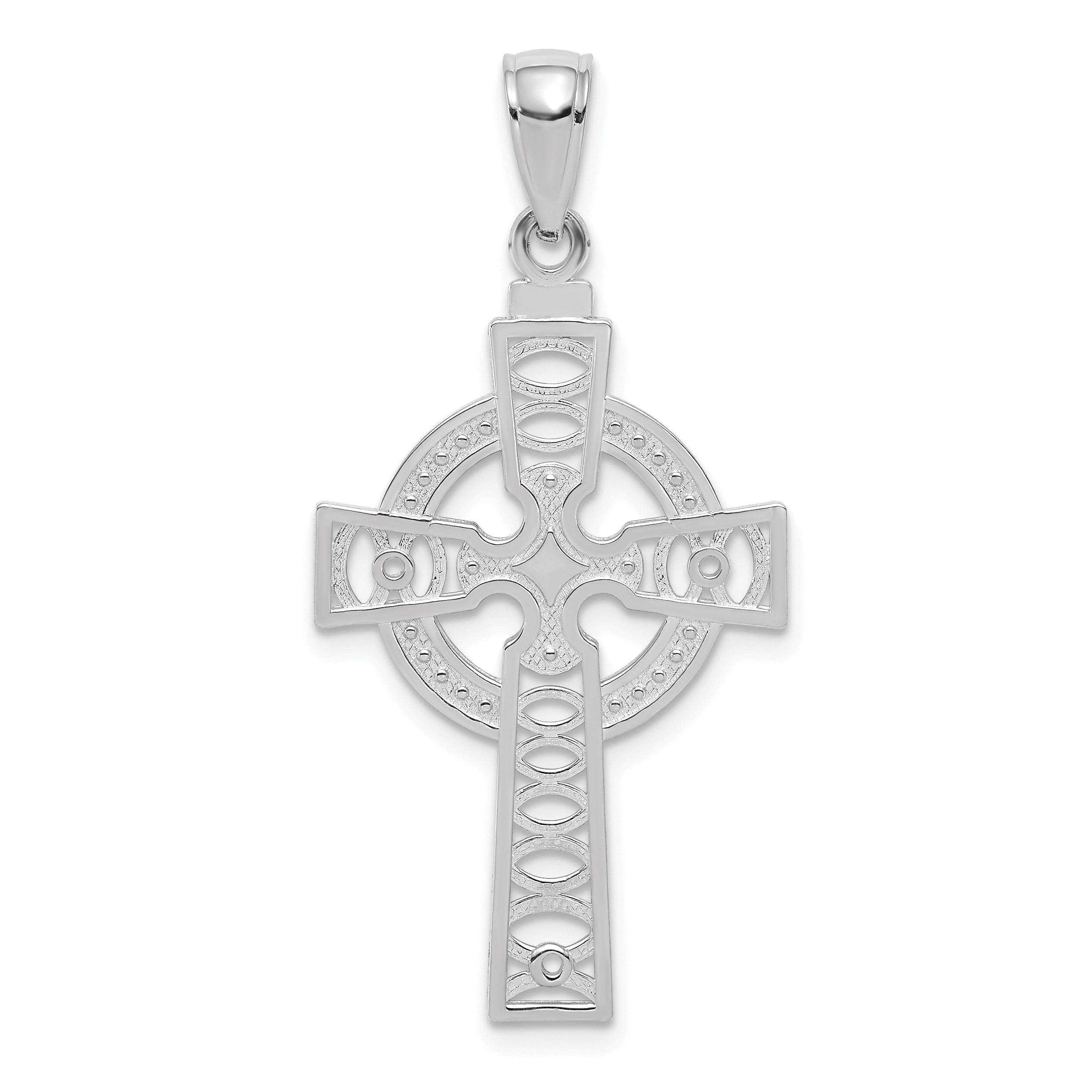 14K White Gold Celtic Cross w/Eternity Circle Pendant Main image