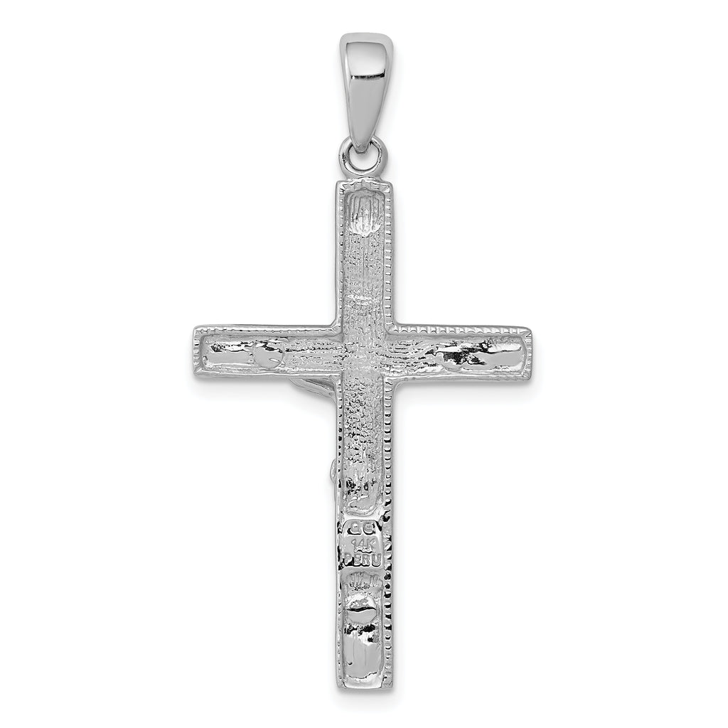 14K White Gold Crucifix Pendant