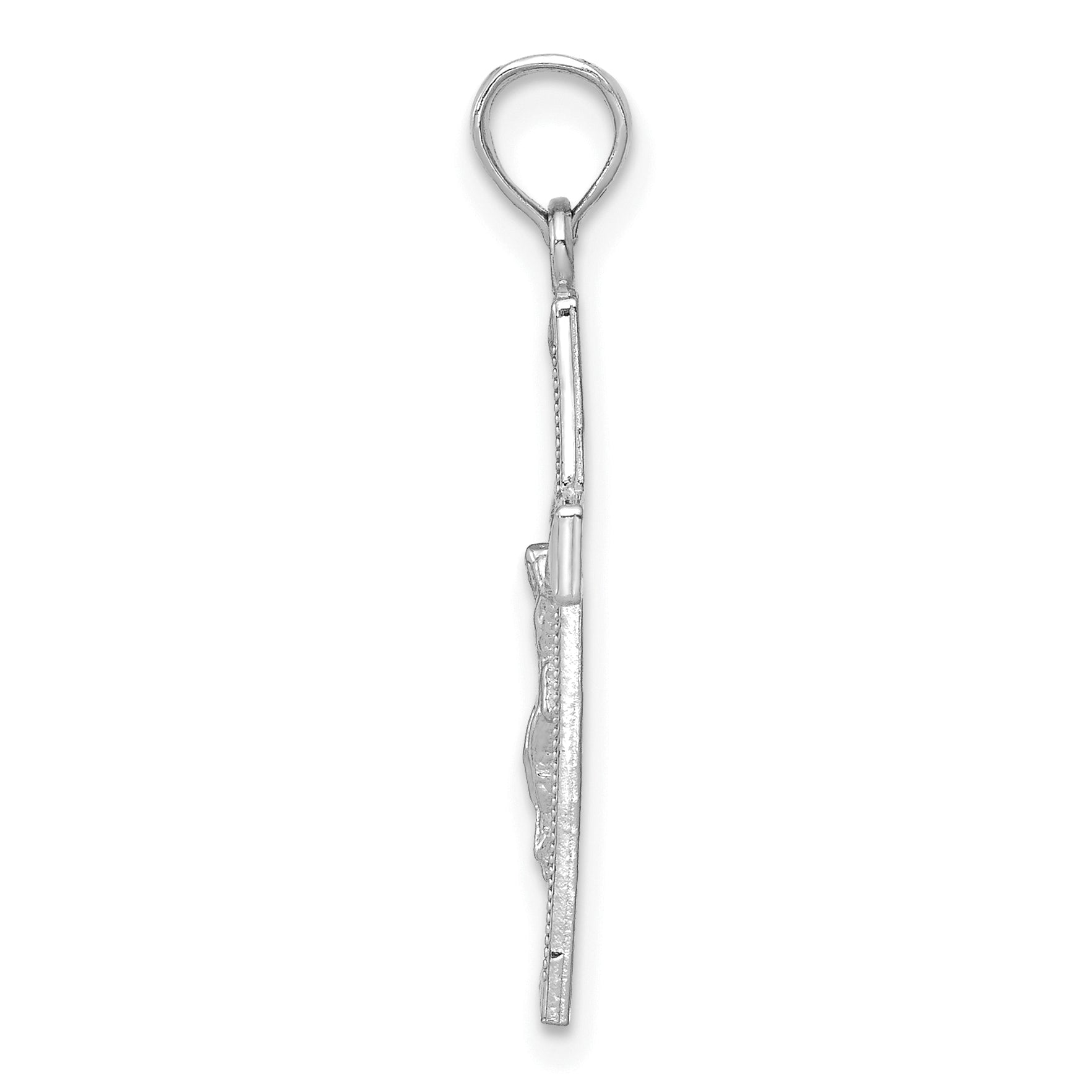 14K White Gold Beveled Tipped Crucifix Pendant Secondary image