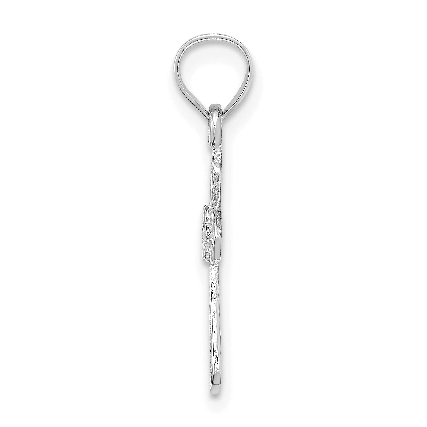 14K White Gold Small Cross w/Flower Pendant Secondary image