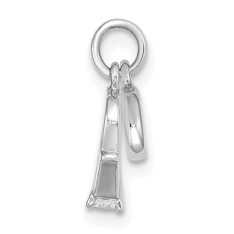 14k White Gold CZ Mini 3D Wedding Ring Charm Secondary image
