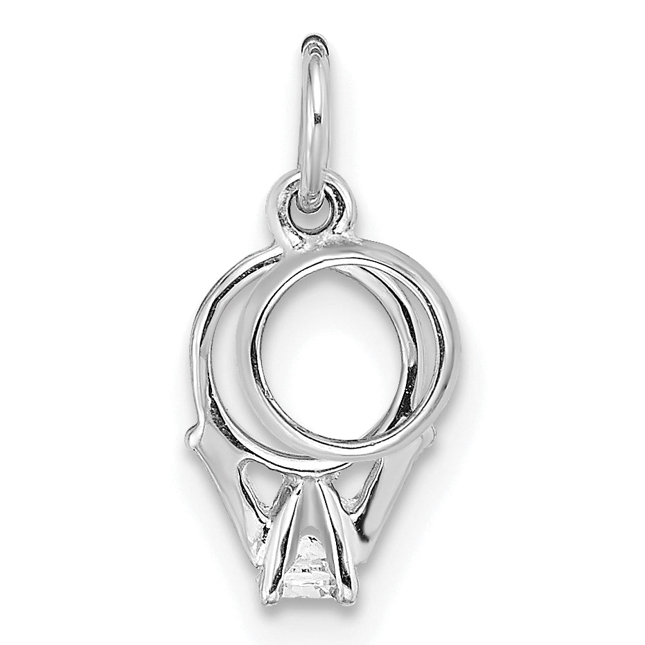 14k White Gold CZ Mini 3D Wedding Ring Charm